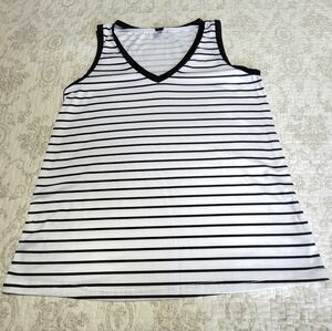 Shein Striped V-Neck Tank Top Size Medium